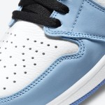 Air Jordan 1 High OG “University Blue” 555088-134 - Classic University Blue Limited Edition Sneakers Side view of Air Jordan 1 High OG “University Blue” 555088-134 sneakers in premium leather with University Blue, black, and white colorway