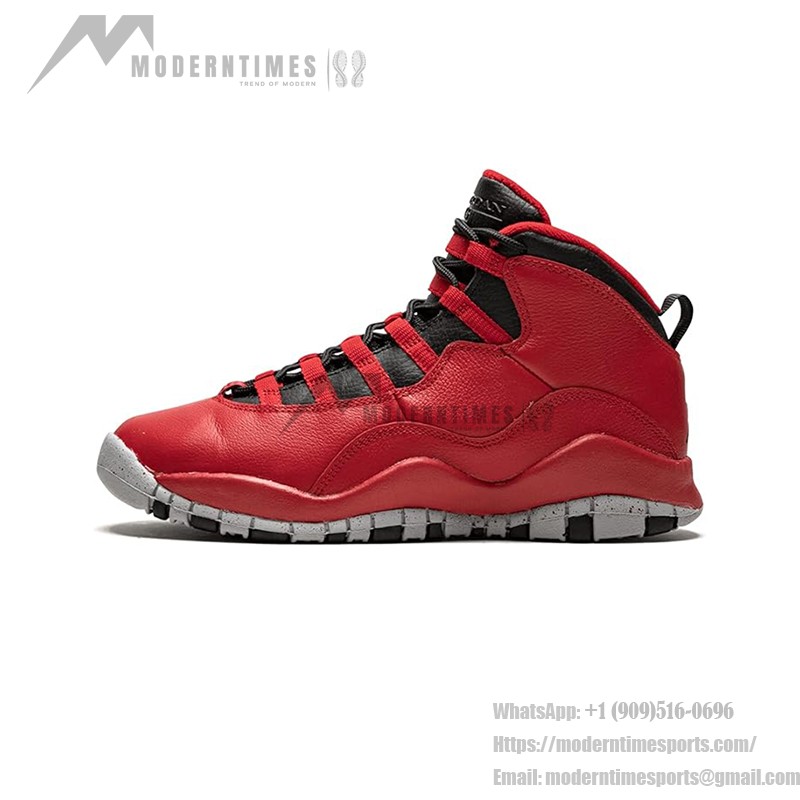 Air Jordan 10 Retro “Bulls Over Broadway” 705179-601 クラシックスニーカー Air Jordan 10 Retro “Bulls Over Broadway” 705179-601 - レッド、ブラック&グレーのスプラッシュソール