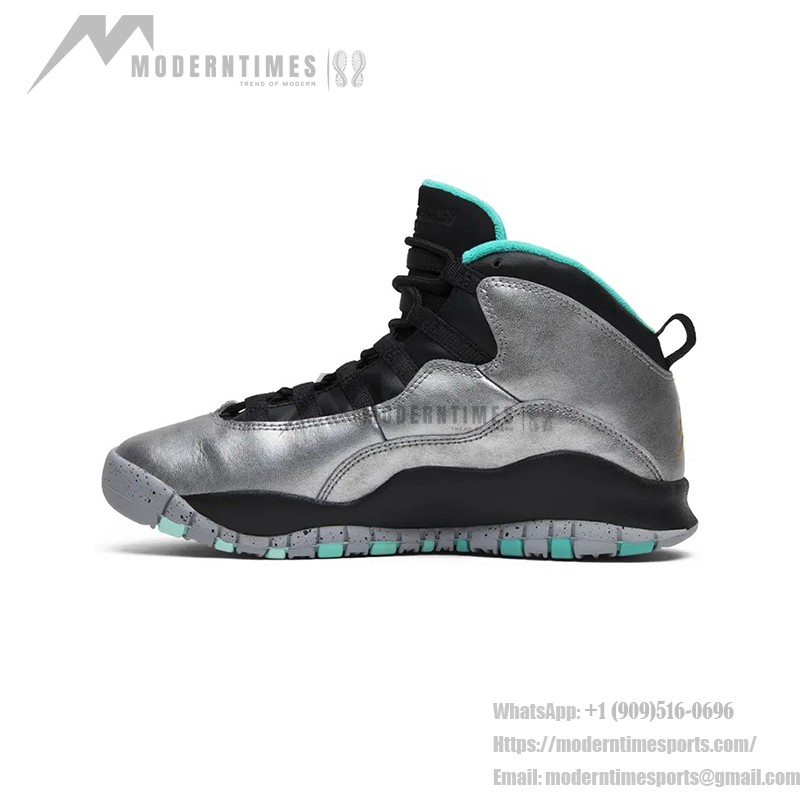 Air Jordan 10 Retro “Lady Liberty” 705179-045 クラシックバスケットボールスニーカー Air Jordan 10 Retro “Lady Liberty” 705179-045 - メタリックグレーとミントグリーンデザイン