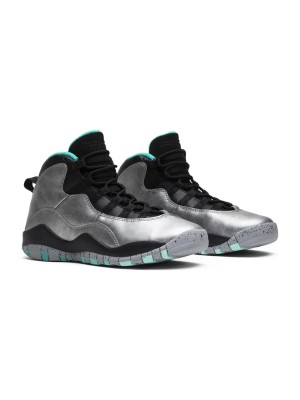 Air Jordan 10 Retro “Lady Liberty” 705179-045 Classic Basketball Sneakers - Metallic Gray and Mint Green Design