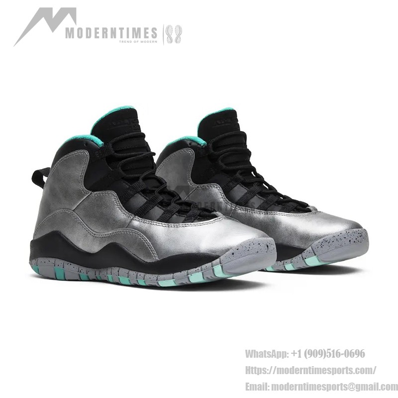 Air Jordan 10 Retro “Lady Liberty” 705179-045 クラシックバスケットボールスニーカー Air Jordan 10 Retro “Lady Liberty” 705179-045 - メタリックグレーとミントグリーンデザイン