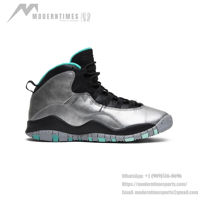 Air Jordan 10 Retro “Lady Liberty” 705179-045 クラシックバスケットボールスニーカー Air Jordan 10 Retro “Lady Liberty” 705179-045 - メタリックグレーとミントグリーンデザイン