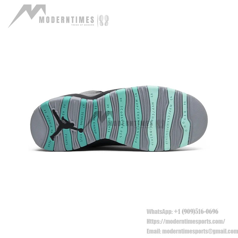 Air Jordan 10 Retro “Lady Liberty” 705179-045 クラシックバスケットボールスニーカー Air Jordan 10 Retro “Lady Liberty” 705179-045 - メタリックグレーとミントグリーンデザイン