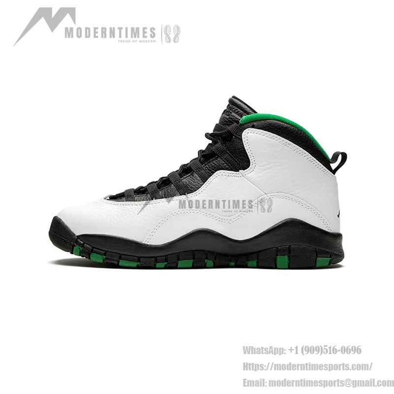 Air Jordan 10 Retro (Big Kids) 310806-137 クラシックバスケットボールスニーカー Air Jordan 10 Retro (Big Kids) 310806-137 - ホワイト、ブラック&グリーンデザイン