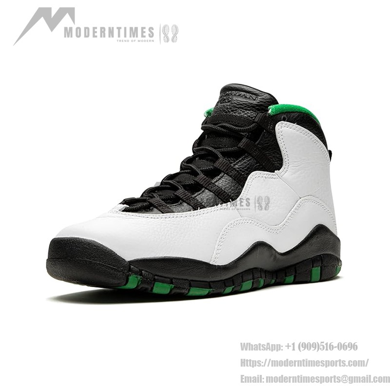 Air Jordan 10 Retro (Big Kids) 310806-137 クラシックバスケットボールスニーカー Air Jordan 10 Retro (Big Kids) 310806-137 - ホワイト、ブラック&グリーンデザイン