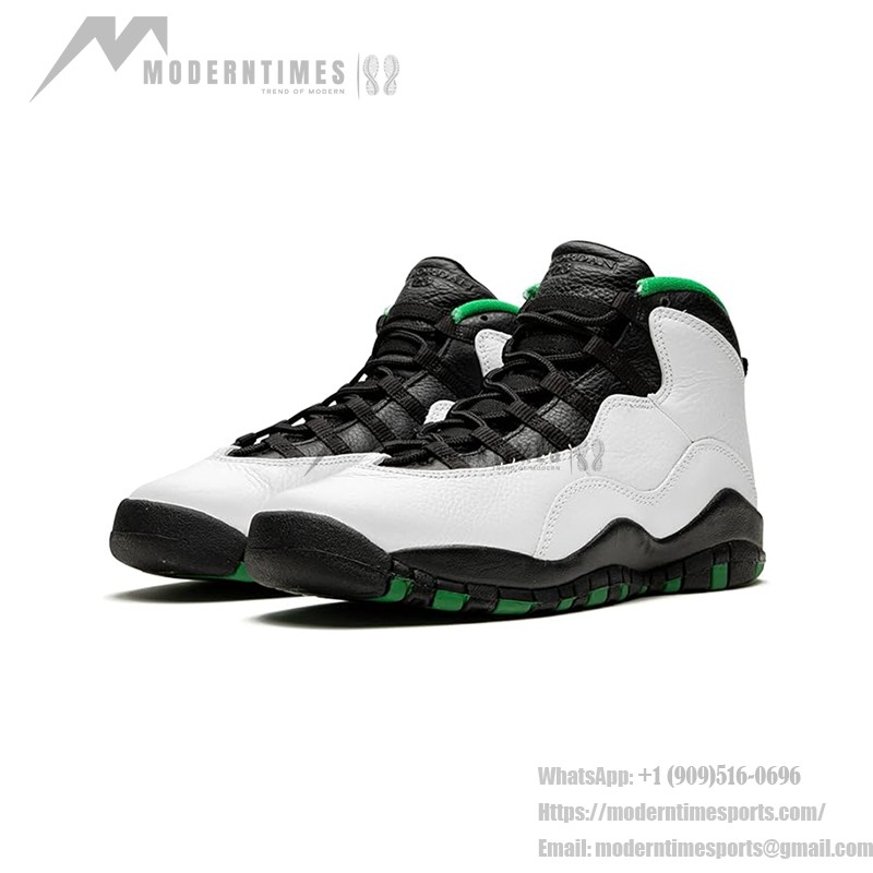 Air Jordan 10 Retro (Big Kids) 310806-137 クラシックバスケットボールスニーカー Air Jordan 10 Retro (Big Kids) 310806-137 - ホワイト、ブラック&グリーンデザイン