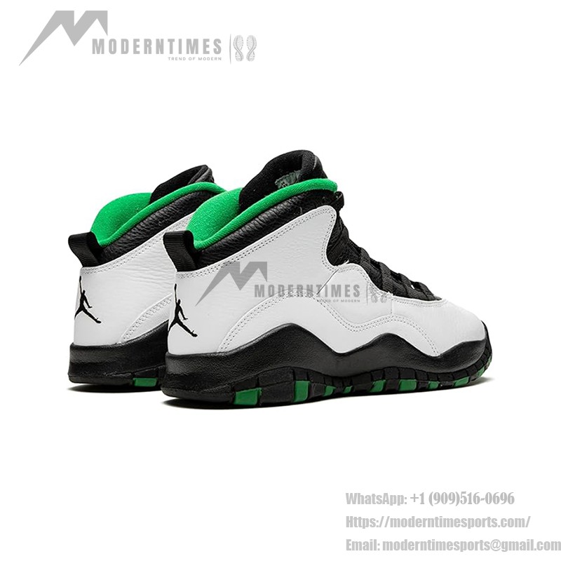 Air Jordan 10 Retro (Big Kids) 310806-137 クラシックバスケットボールスニーカー Air Jordan 10 Retro (Big Kids) 310806-137 - ホワイト、ブラック&グリーンデザイン