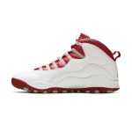 Air Jordan 10 Retro “Red Steel” 310805-161 Classic Sneakers Air Jordan 10 Retro “Red Steel” 310805-161 - White Leather with Red & Grey Accents