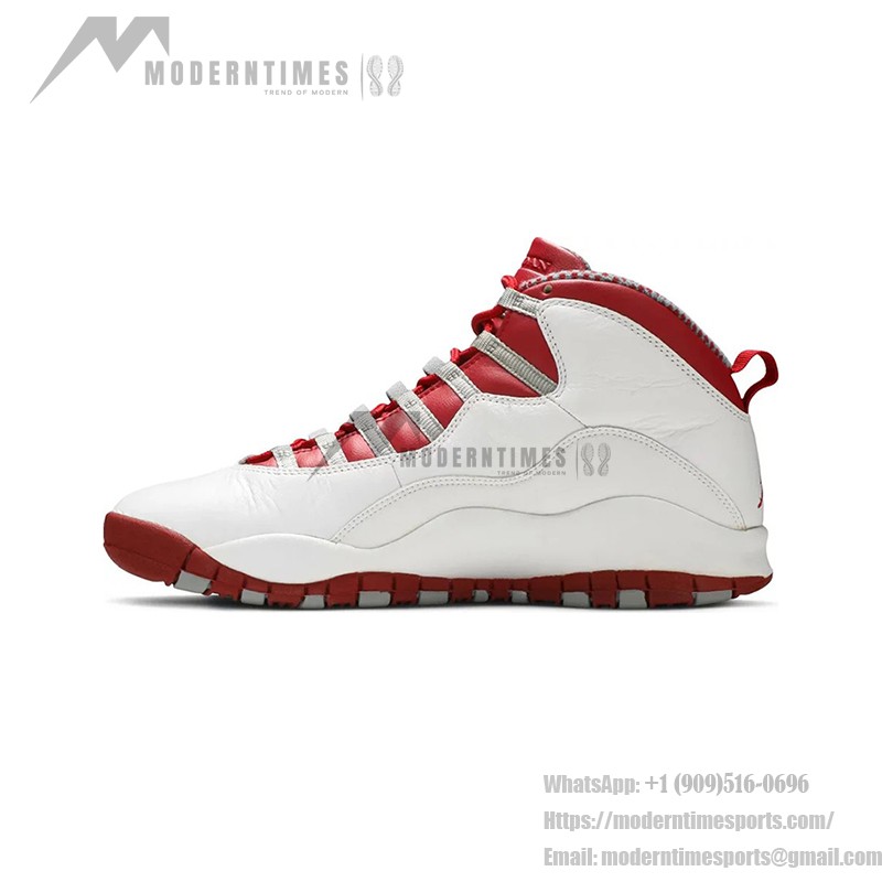 Air Jordan 10 Retro “Red Steel” 310805-161 Classic Sneakers Air Jordan 10 Retro “Red Steel” 310805-161 - White Leather with Red & Grey Accents