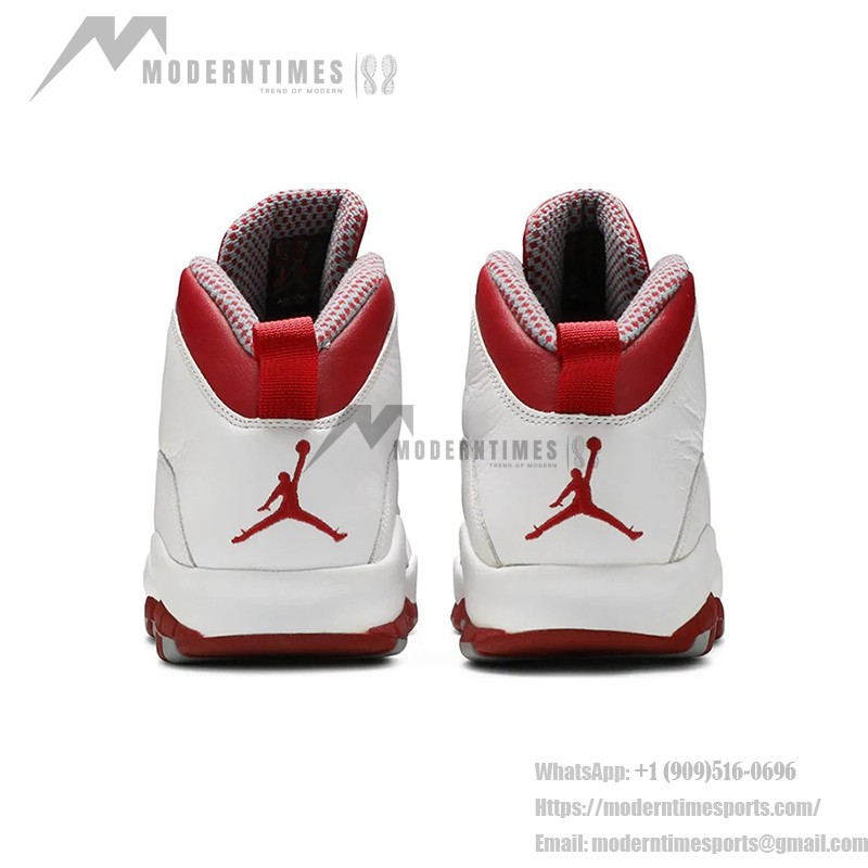 Air Jordan 10 Retro “Red Steel” 310805-161 Classic Sneakers Air Jordan 10 Retro “Red Steel” 310805-161 - White Leather with Red & Grey Accents