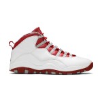 Air Jordan 10 Retro “Red Steel” 310805-161 Classic Sneakers Air Jordan 10 Retro “Red Steel” 310805-161 - White Leather with Red & Grey Accents