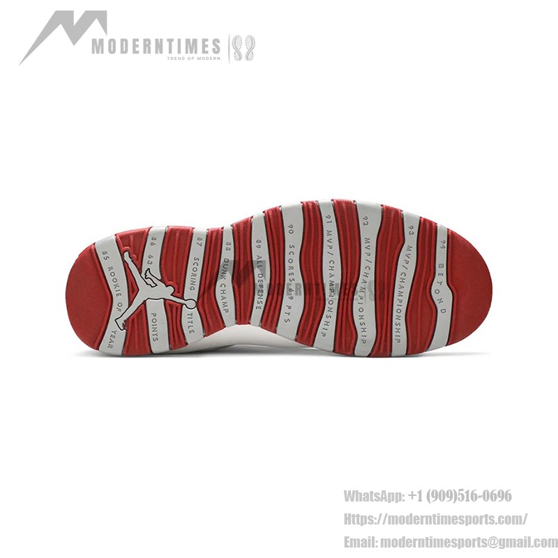 Air Jordan 10 Retro “Red Steel” 310805-161 Classic Sneakers Air Jordan 10 Retro “Red Steel” 310805-161 - White Leather with Red & Grey Accents
