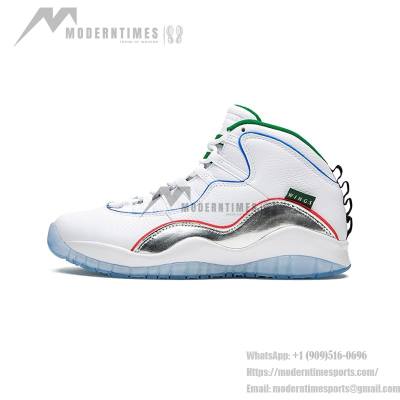 Air Jordan 10 Retro “Wings” CK4352-103 クラシックバスケットボールシューズ Air Jordan 10 Retro “Wings” CK4352-103 - ホワイト&シルバー、マルチカラーライン付き
