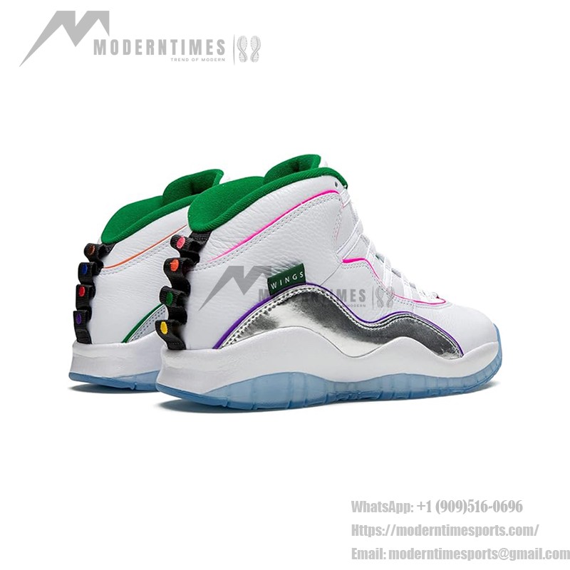 Air Jordan 10 Retro “Wings” CK4352-103 クラシックバスケットボールシューズ Air Jordan 10 Retro “Wings” CK4352-103 - ホワイト&シルバー、マルチカラーライン付き