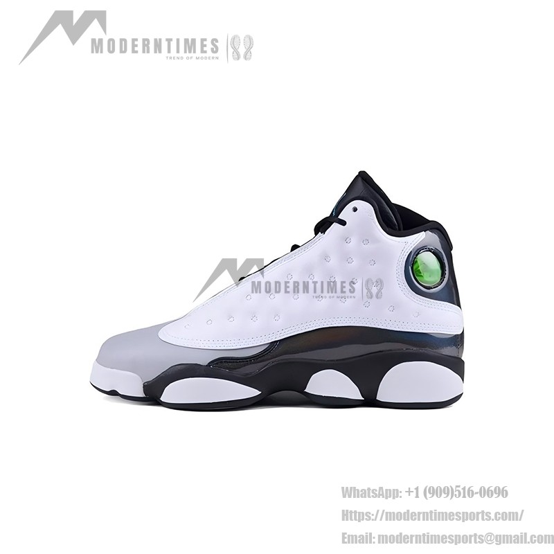 Air Jordan 13 Retro "Barons" 414571-115 - クラシックな白黒スタイル Air Jordan 13 Retro "Barons" 414571-115 - ホワイトレザーと光沢ブラックのスニーカー