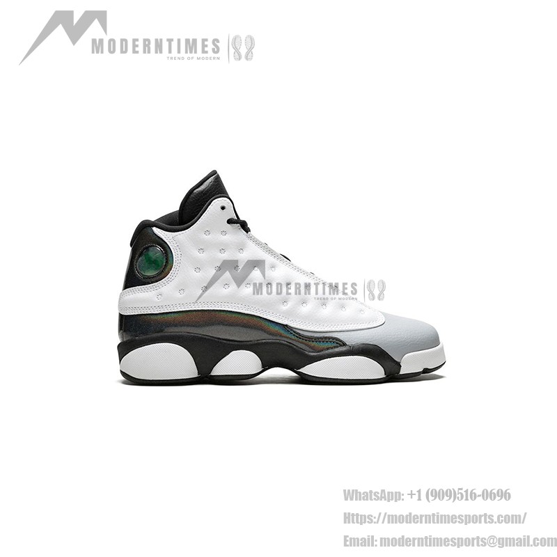 Air Jordan 13 Retro "Barons" 414571-115 - クラシックな白黒スタイル Air Jordan 13 Retro "Barons" 414571-115 - ホワイトレザーと光沢ブラックのスニーカー