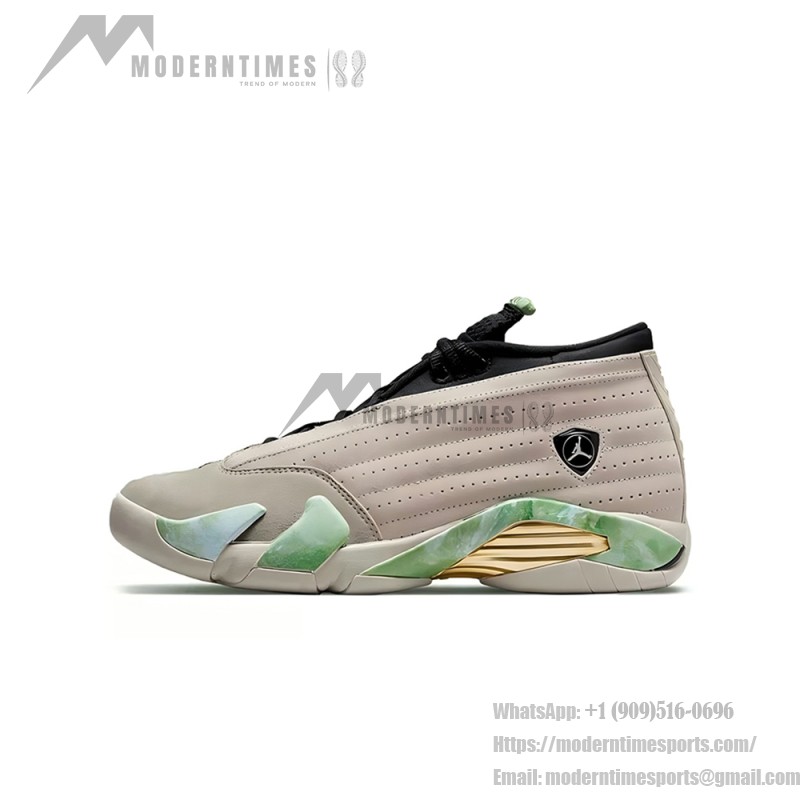 Air Jordan 14 Low WMNS DJ1034-200 Stilvolle Damen Sneaker Air Jordan 14 Low WMNS DJ1034-200 Damen Sneaker in Erdtönen mit grünen und goldenen Akzenten