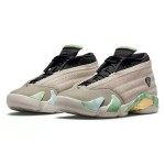 エアジョーダン 14 ロウ WMNS DJ1034-200 スタイリッシュなレディーススニーカー エアジョーダン 14 ロウ WMNS DJ1034-200 アーストーンとグリーン、ゴールドアクセント付きのレディーススニーカー