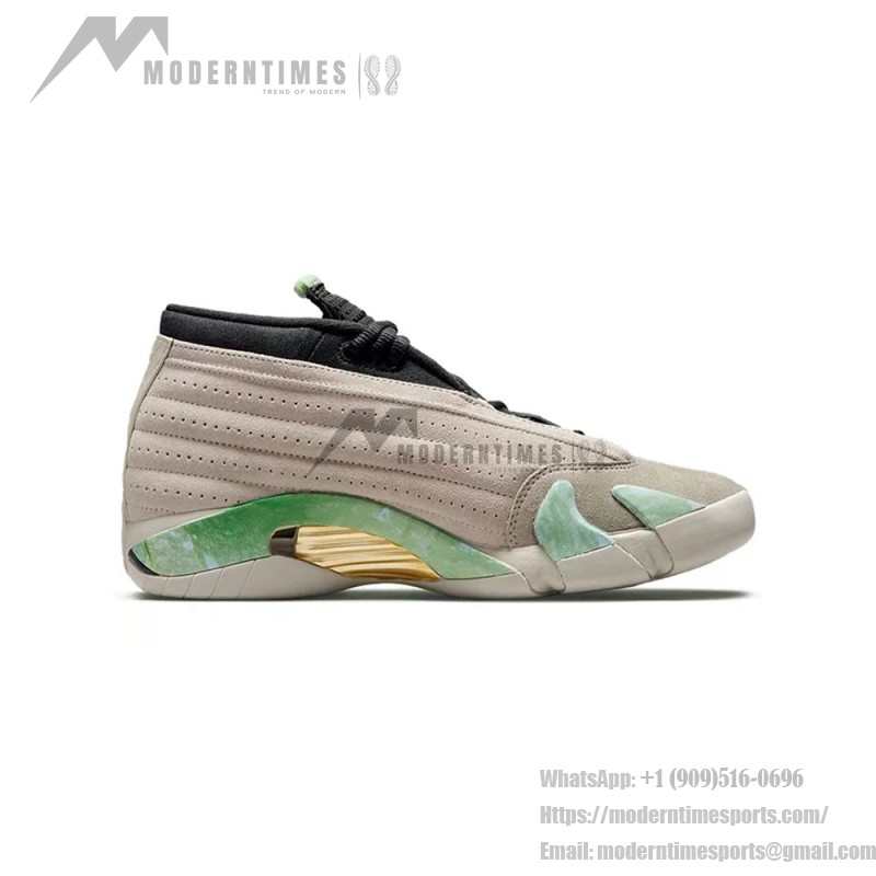 Air Jordan 14 Low WMNS DJ1034-200 Stilvolle Damen Sneaker Air Jordan 14 Low WMNS DJ1034-200 Damen Sneaker in Erdtönen mit grünen und goldenen Akzenten