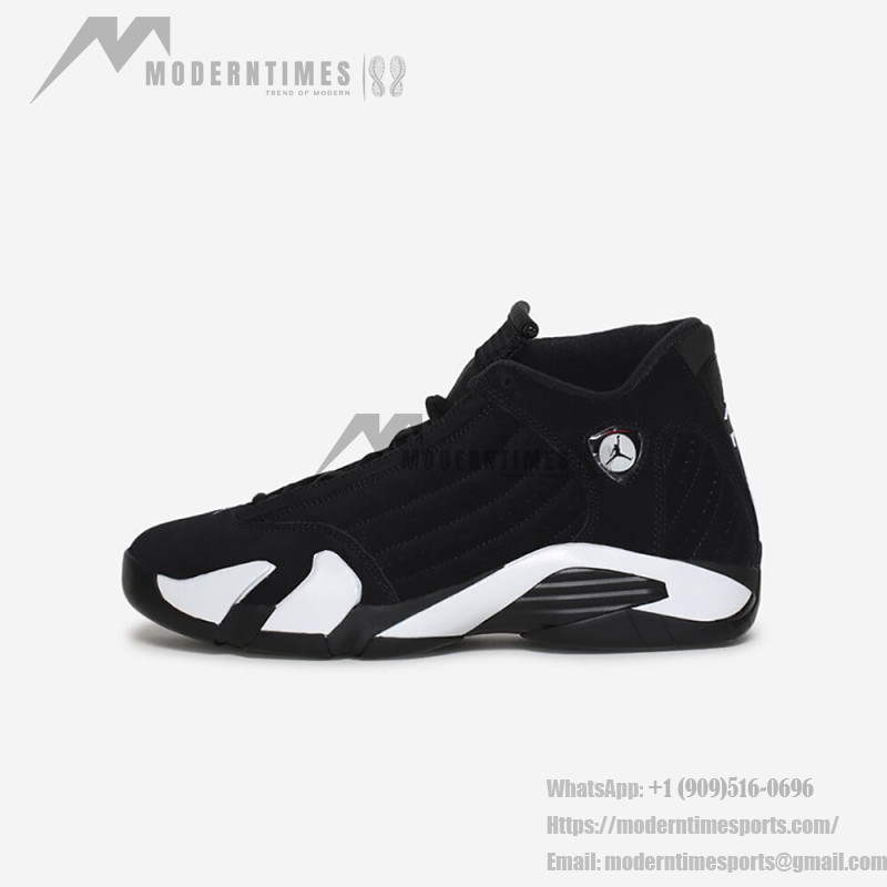 Air Jordan 14 Retro Schwarz-Weiß Basketballschuhe - Elegant und Klassisch Air Jordan 14 Retro Schwarz-Weiß Basketballschuhe mit hochwertigem Wildleder-Obermaterial und klassischem Design