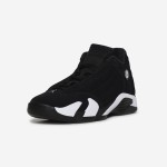 Air Jordan 14 Retro Schwarz-Weiß Basketballschuhe - Elegant und Klassisch Air Jordan 14 Retro Schwarz-Weiß Basketballschuhe mit hochwertigem Wildleder-Obermaterial und klassischem Design