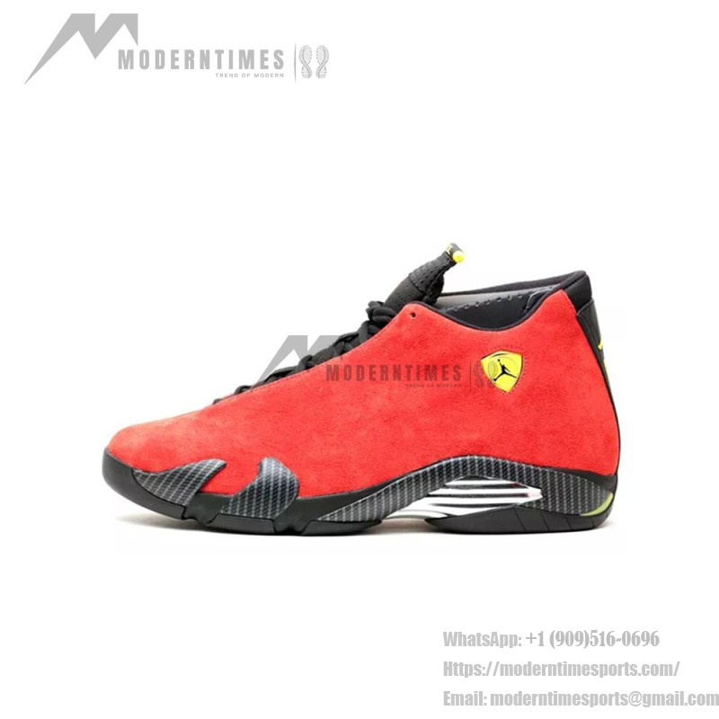 Air Jordan 14 Retro Ferrari 654459-670 Premium Rote Wildleder Schwarze Leder Sneaker Air Jordan 14 Retro Ferrari 654459-670 Rote Wildleder Schwarze Leder Sneaker