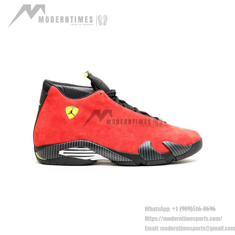 Air Jordan 14 Retro Ferrari 654459-670 Premium Rote Wildleder Schwarze Leder Sneaker Air Jordan 14 Retro Ferrari 654459-670 Rote Wildleder Schwarze Leder Sneaker
