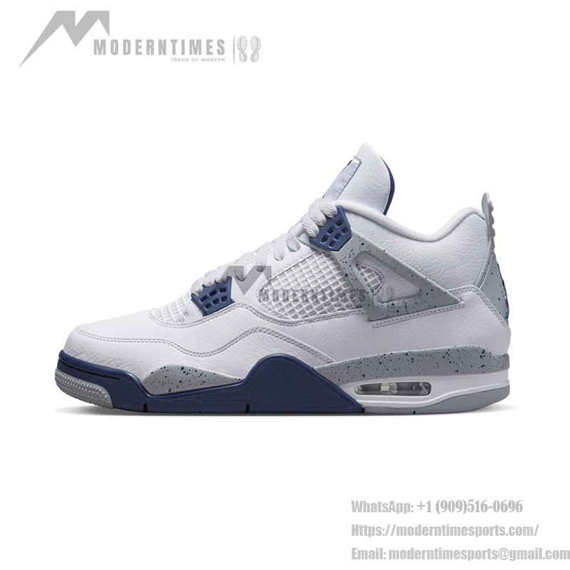 Air Jordan 4 Retro Midnight Navyスニーカー 白いレザーとネイビーアクセントのAir Jordan 4 Retro Midnight Navyスニーカー