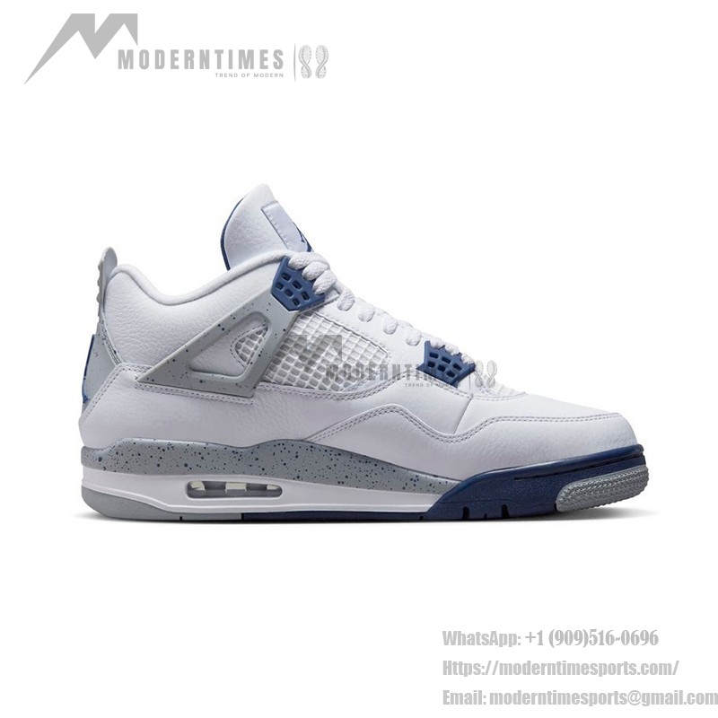 Air Jordan 4 Retro Midnight Navyスニーカー 白いレザーとネイビーアクセントのAir Jordan 4 Retro Midnight Navyスニーカー
