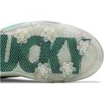 Air Jordan 5 Low Golf CW4204-100 白いコーデュロイスニーカー 緑とオレンジのアクセント付き