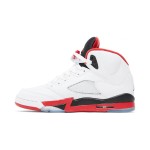 Air Jordan 5 レトロ 440888-120 白いレザーと透明ソールのファイヤーレッドスニーカー
