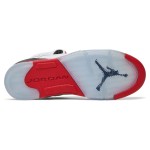 Air Jordan 5 レトロ 440888-120 白いレザーと透明ソールのファイヤーレッドスニーカー