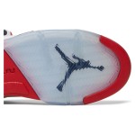 Air Jordan 5 レトロ 440888-120 白いレザーと透明ソールのファイヤーレッドスニーカー