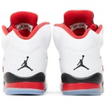 Air Jordan 5 レトロ 440888-120 白いレザーと透明ソールのファイヤーレッドスニーカー