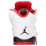 Air Jordan 5 レトロ 440888-120 白いレザーと透明ソールのファイヤーレッドスニーカー
