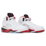 Air Jordan 5 レトロ 440888-120 白いレザーと透明ソールのファイヤーレッドスニーカー