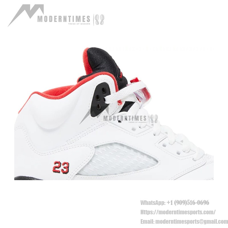 Air Jordan 5 レトロ 440888-120 白いレザーと透明ソールのファイヤーレッドスニーカー