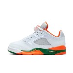 Air Jordan 5 Low FQ1293-018 オレンジとグリーンのアクセント付きホワイトスニーカー