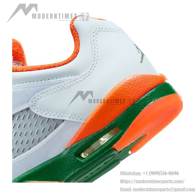 Air Jordan 5 Low FQ1293-018 オレンジとグリーンのアクセント付きホワイトスニーカー