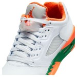 Air Jordan 5 Low FQ1293-018 オレンジとグリーンのアクセント付きホワイトスニーカー