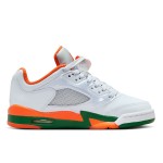 Air Jordan 5 Low FQ1293-018 オレンジとグリーンのアクセント付きホワイトスニーカー