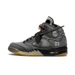 Air Jordan 5 Retro x Off-White CT8480-001 グレースエードスニーカー、反射シュータンと半透明ソール付き