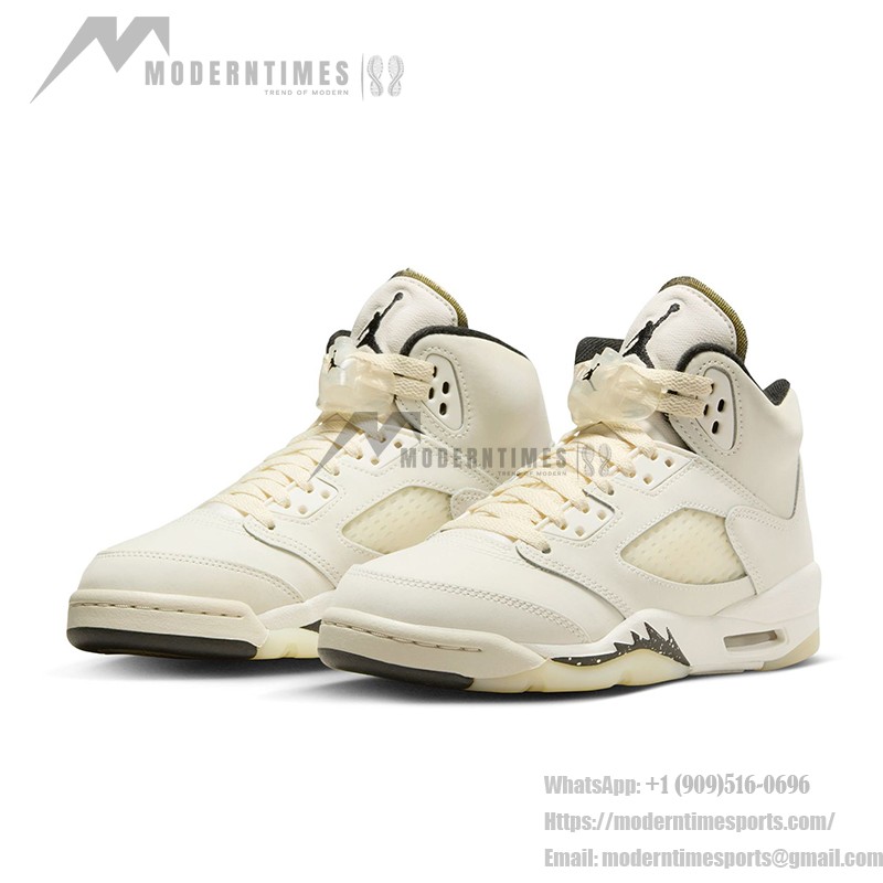 Air Jordan 5 SE レトロ FN7405-100 オフホワイトレザー、斑点入りミッドソール