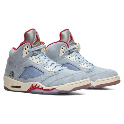 Air Jordan 5 Retro CI1899-400 - Blaue Wildleder-Sneaker mit roten Akzenten und reflektierender Zunge