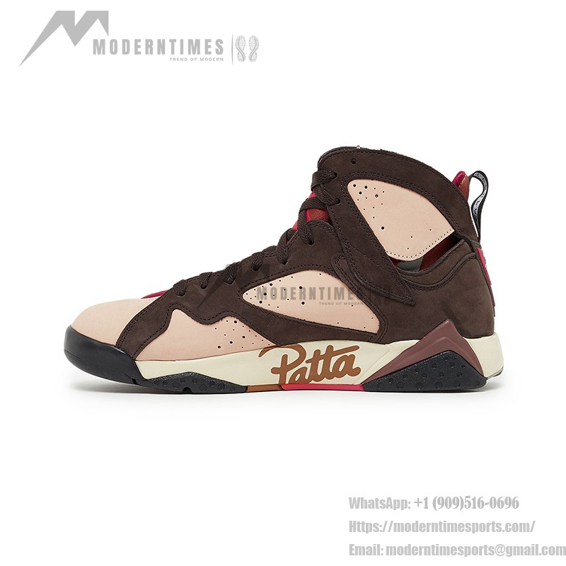 Air Jordan 7 Retro x Patta "Shimmer" - レトロコラボバスケットボールシューズ Air Jordan 7 Retro x Patta "Shimmer" AT3375-200 ピンクとブラウンのハイカットスニーカー