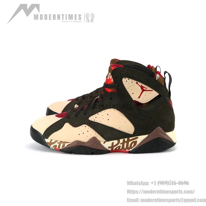 Air Jordan 7 Retro x Patta "Shimmer" - レトロコラボバスケットボールシューズ Air Jordan 7 Retro x Patta "Shimmer" AT3375-200 ピンクとブラウンのハイカットスニーカー