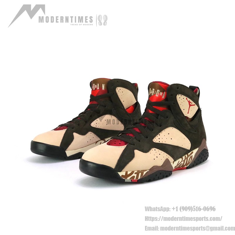 Air Jordan 7 Retro x Patta "Shimmer" - レトロコラボバスケットボールシューズ Air Jordan 7 Retro x Patta "Shimmer" AT3375-200 ピンクとブラウンのハイカットスニーカー
