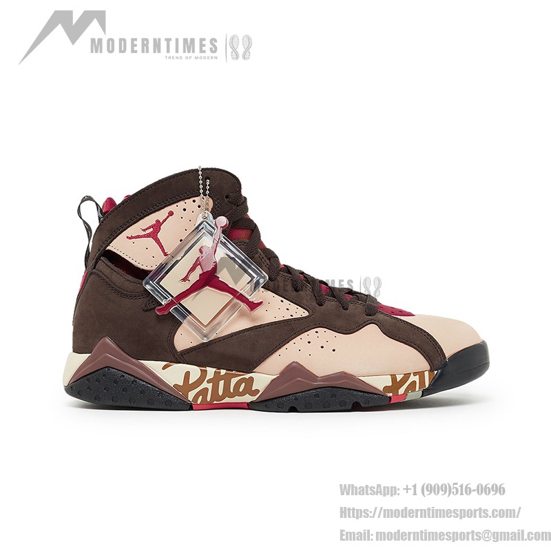 Air Jordan 7 Retro x Patta "Shimmer" - レトロコラボバスケットボールシューズ Air Jordan 7 Retro x Patta "Shimmer" AT3375-200 ピンクとブラウンのハイカットスニーカー