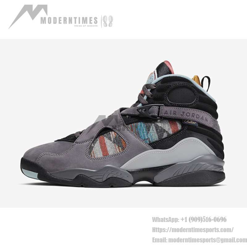 Air Jordan 8 N7 "Pendleton" - グレーバスケットボールシューズ Air Jordan 8 N7 "Pendleton" CQ9601-001 グレー トライバル柄ハイカットスニーカー