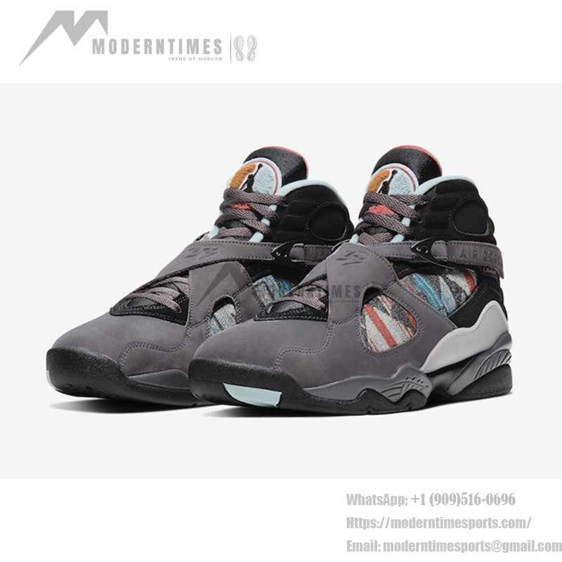Air Jordan 8 N7 "Pendleton" - グレーバスケットボールシューズ Air Jordan 8 N7 "Pendleton" CQ9601-001 グレー トライバル柄ハイカットスニーカー